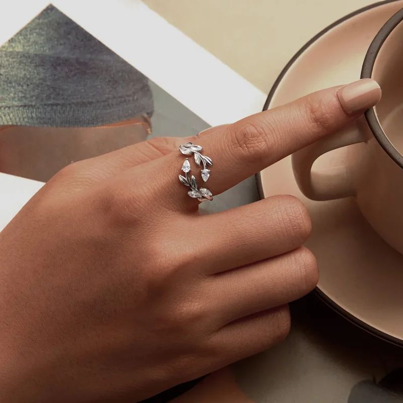 (slika za) PANDORA Style Leaf Wrap Odprti prstan - BSR552-E - Ogled 5
