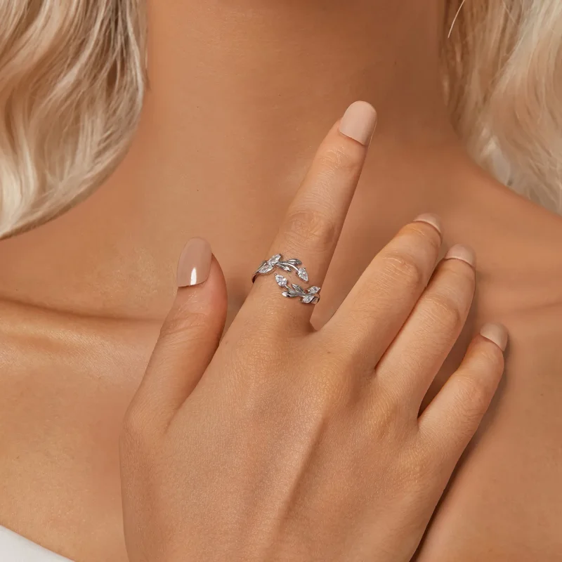 (slika za) PANDORA Style Leaf Wrap Odprti prstan - BSR552-E - Ogled 6