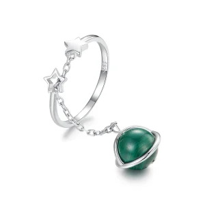 (slika za) PANDORA Style Odprt prstan iz naravnega malahita - SCR1034-E