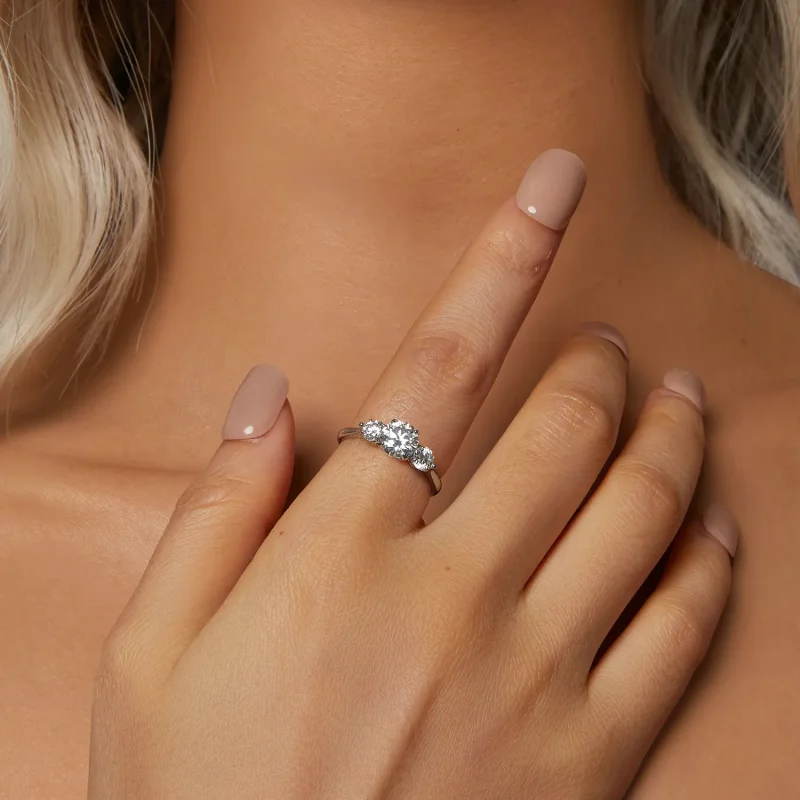 (slika za) PANDORA Style Romantični 1ct prstan iz moissanita (z enim certifikatom) - MSR051 - Ogled 5