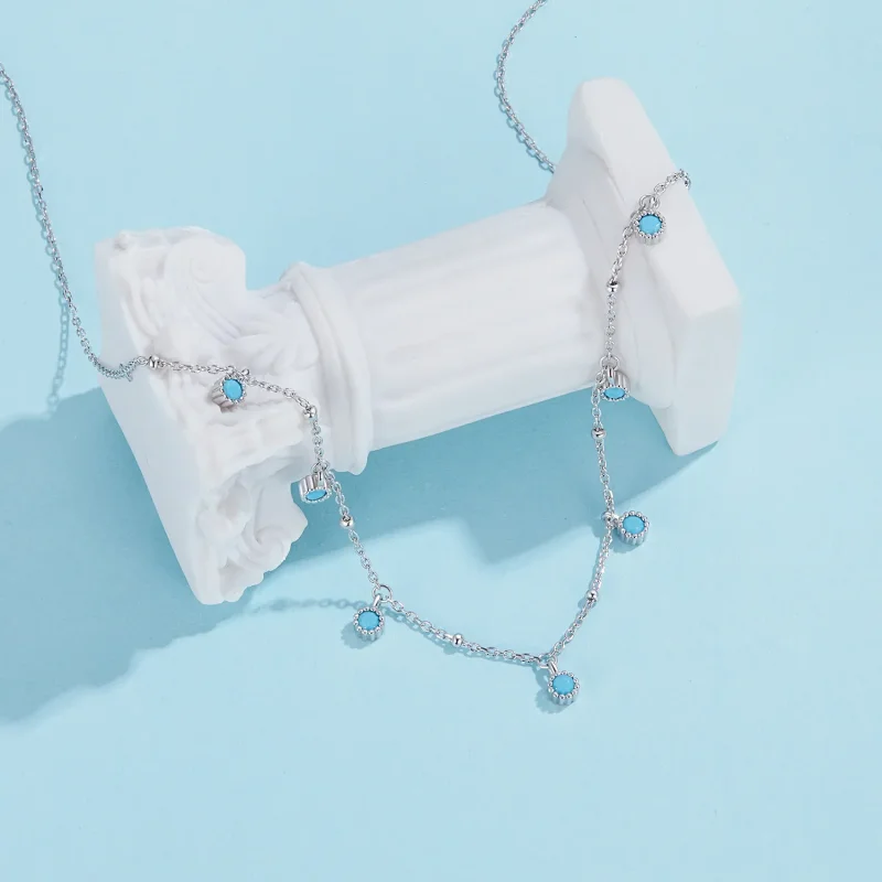 (slika za) PANDORA Style Turkizna ogrlica - BSN388 - Ogled 2