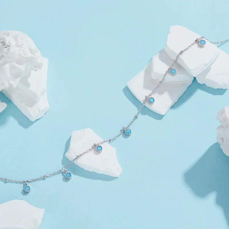 (slika za) PANDORA Style Turkizna ogrlica - BSN388 - Ogled 3