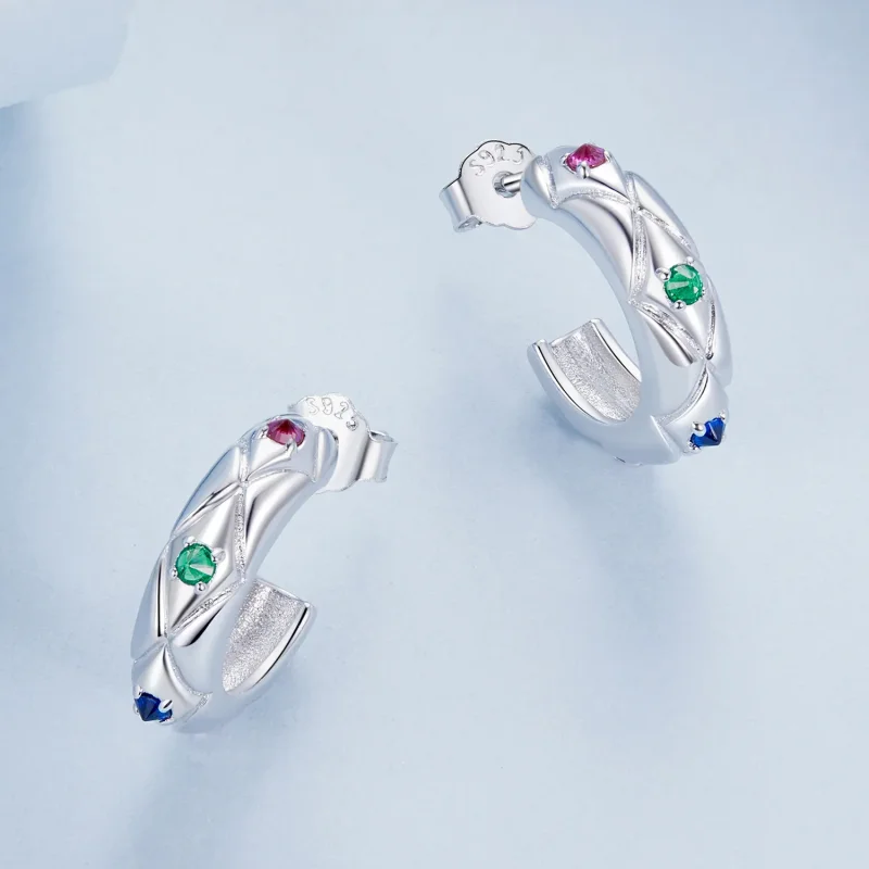 (slika za) PANDORA Style Vintage uhani z diamantnim vzorcem - BSE1032 - Ogled 3