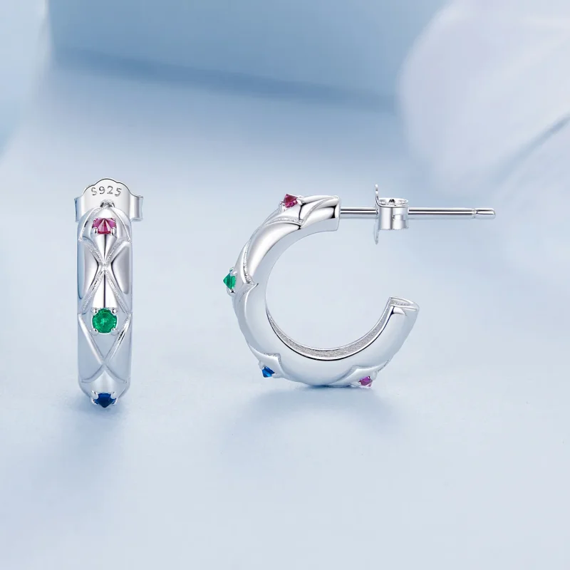 (slika za) PANDORA Style Vintage uhani z diamantnim vzorcem - BSE1032 - Ogled 4