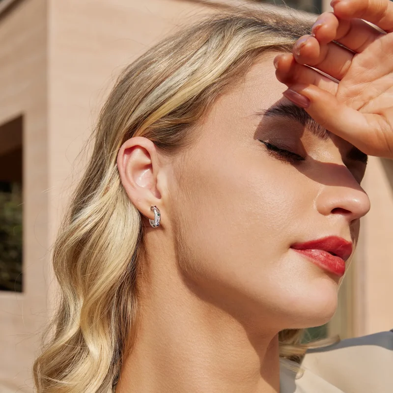 (slika za) PANDORA Style Vintage uhani z diamantnim vzorcem - BSE1032 - Ogled 8