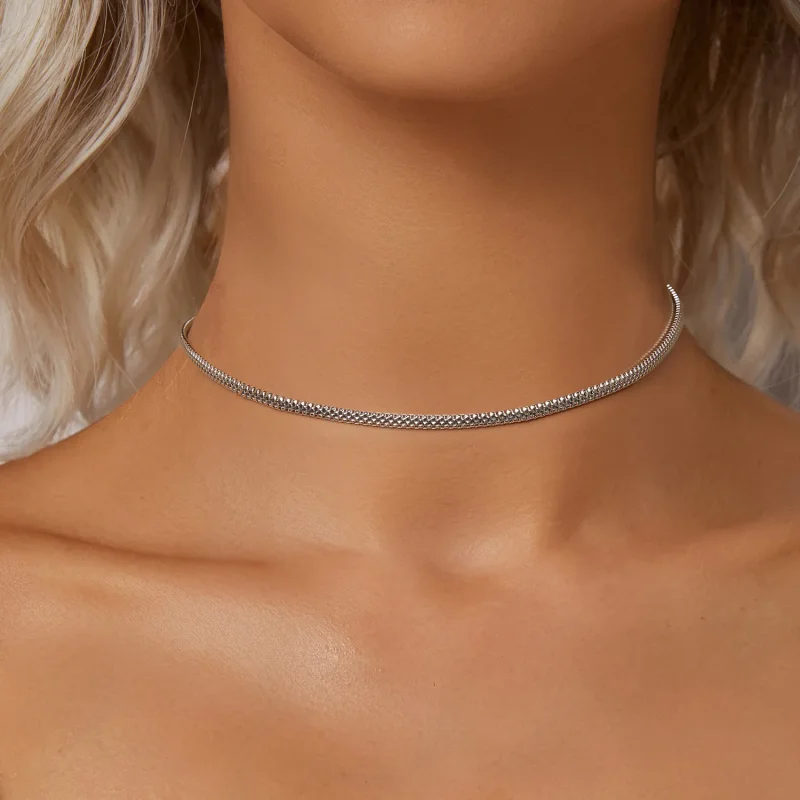 (slika za) Pletena ogrlica v stilu PANDORA - BSA009 - Ogled 4