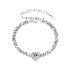 (slika za) Pletena zapestnica PANDORA Style Heart Moissanite (z enim certifikatom) - MSB019