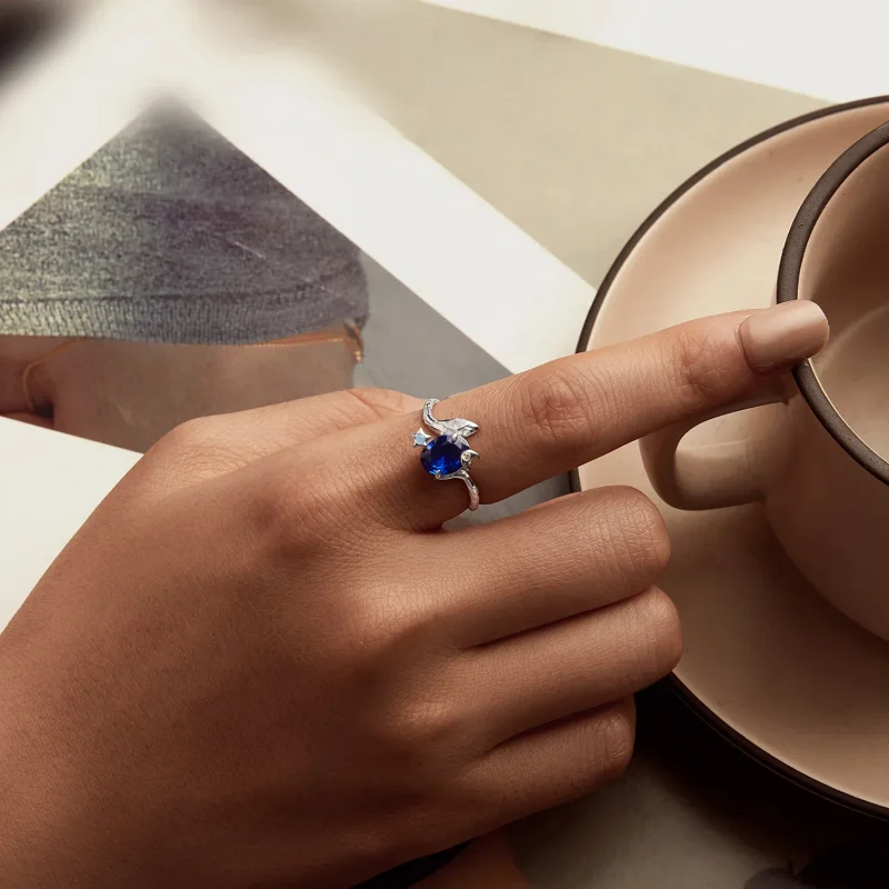 (slika za) Prstan s kačo zvezda-luna v stilu PANDORA - BSR557 - Ogled 5