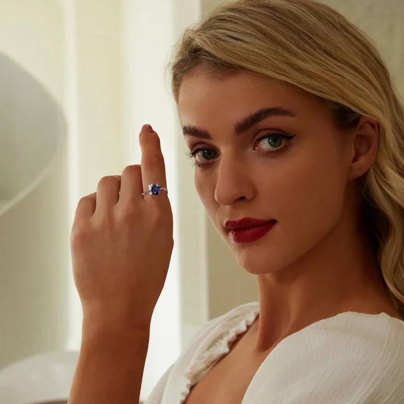 (slika za) Prstan s kačo zvezda-luna v stilu PANDORA - BSR557 - Ogled 7