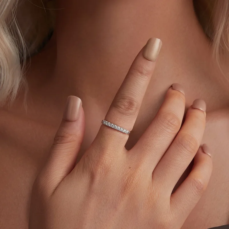 (slika za) Prstan s teksturo moissanita v stilu PANDORA (en certifikat) - MSR052 - Ogled 4