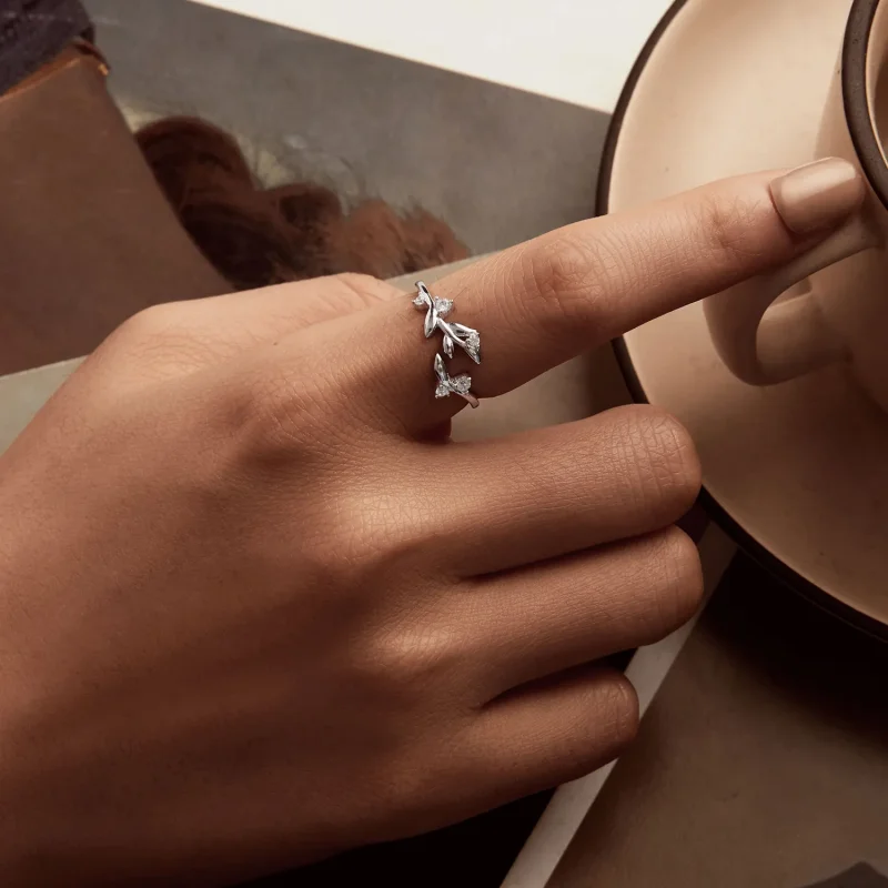 (slika za) Prstan v obliki listov PANDORA - BSR562-E - Ogled 5