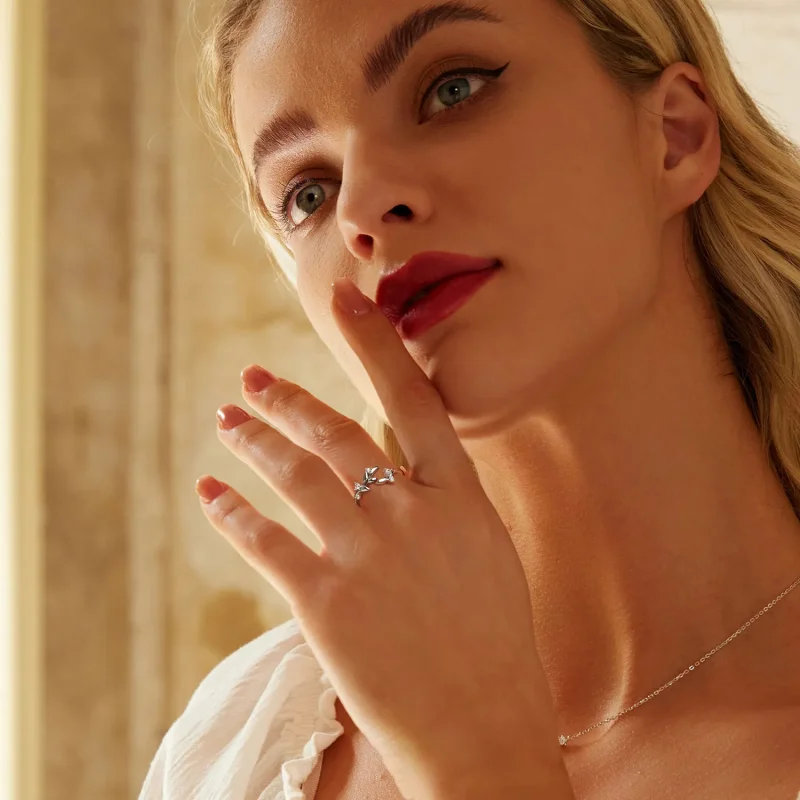 (slika za) Prstan v obliki listov PANDORA - BSR562-E - Ogled 7