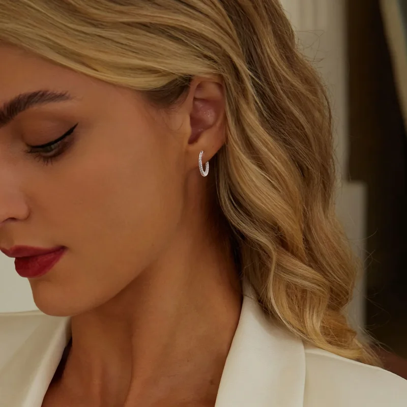 (slika za) Svetleči uhani v stilu PANDORA - BSE1023 - Ogled 7