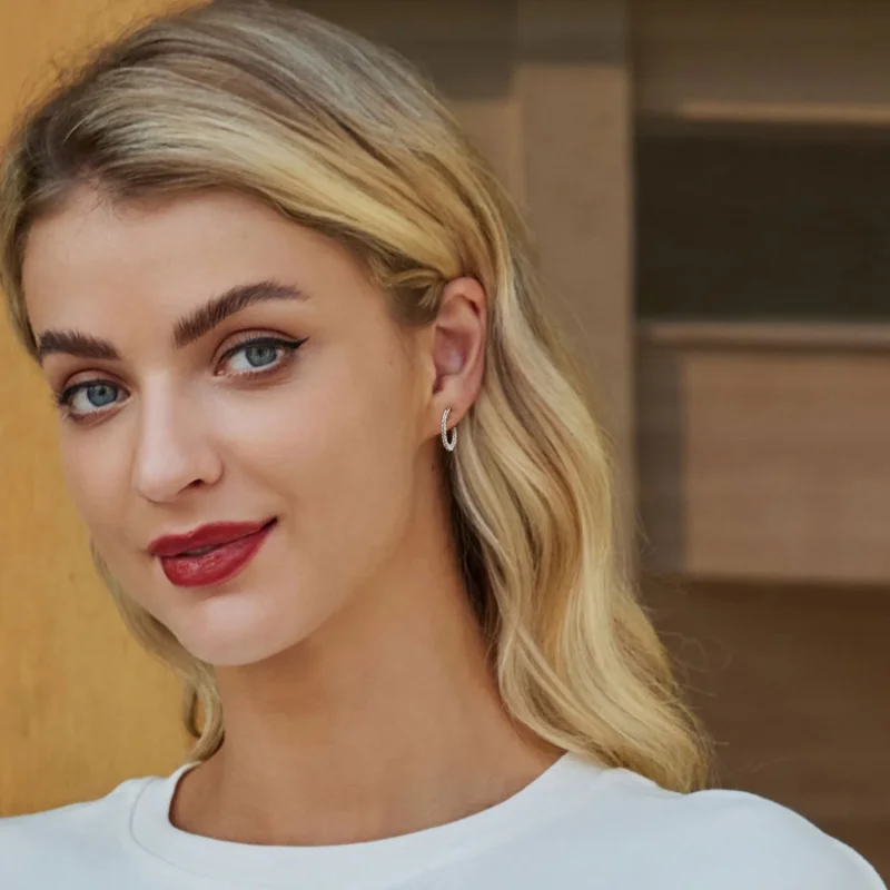 (slika za) Svetleči uhani v stilu PANDORA - BSE1023 - Ogled 8