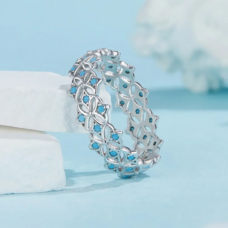 (slika za) Turkizni prstan v stilu PANDORA - BSR556 - Ogled 2