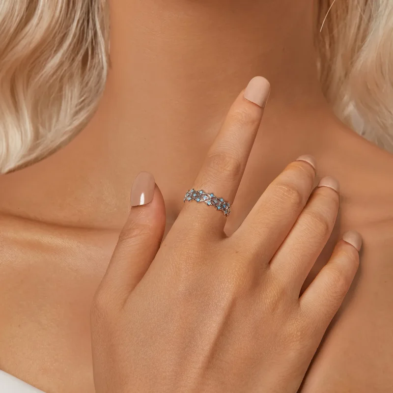 (slika za) Turkizni prstan v stilu PANDORA - BSR556 - Ogled 6