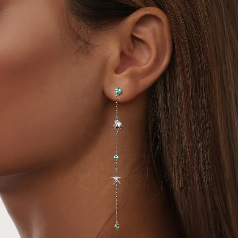 (slika za) Uhani modri ocean v slogu PANDORA - BSE1013 - Ogled 6