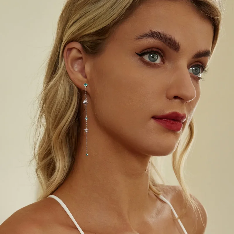 (slika za) Uhani modri ocean v slogu PANDORA - BSE1013 - Ogled 7