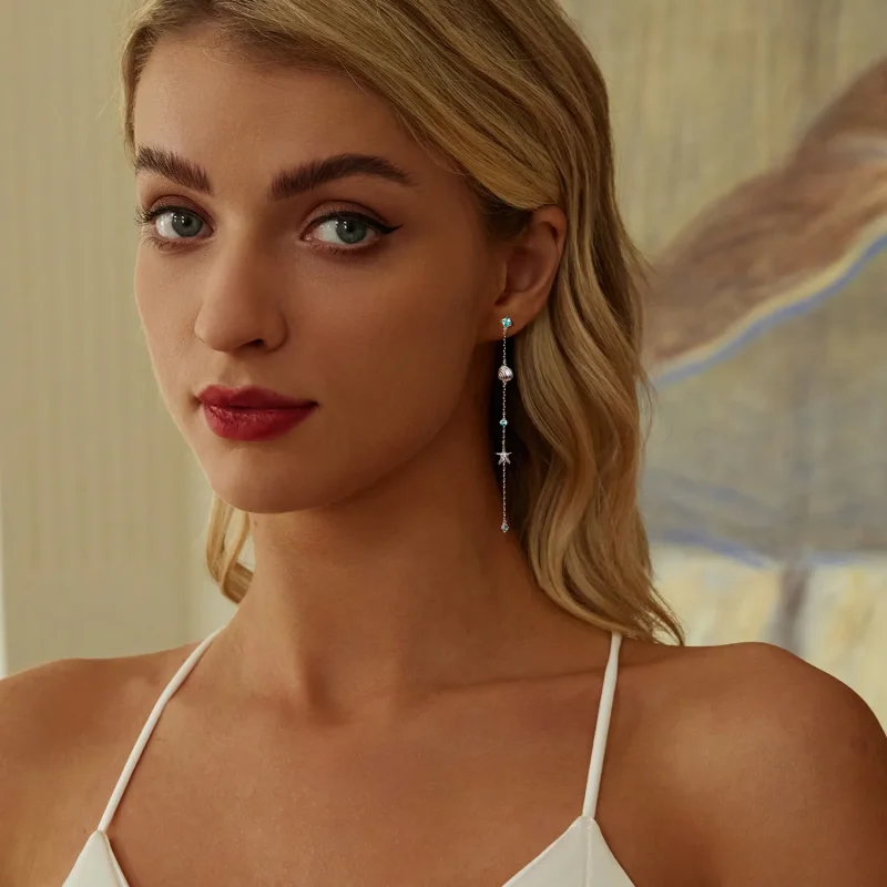 (slika za) Uhani modri ocean v slogu PANDORA - BSE1013 - Ogled 8