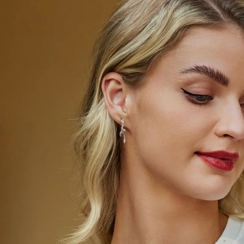 (slika za) Uhani v obliki listov PANDORA - BSE1025 - Ogled 7