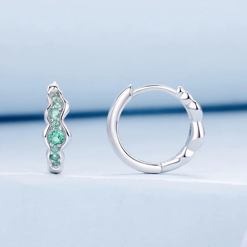 (slika za) Uhani z zelenimi valovi v stilu PANDORA - BSE1034 - Ogled 2