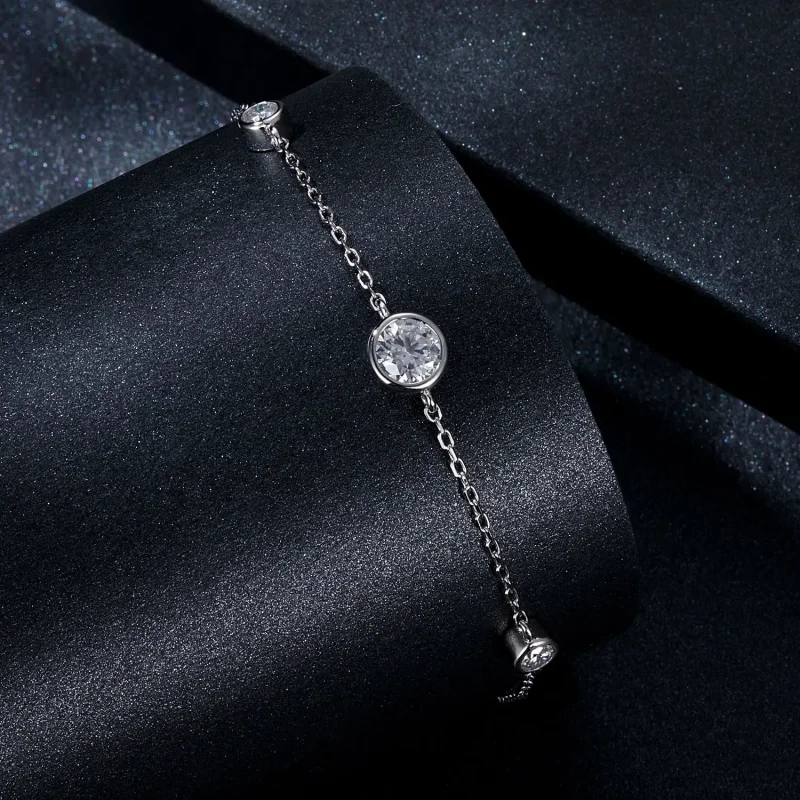 (slika za) Zapestnica PANDORA Style Starry Moissanite (z enim certifikatom) - MSB018 - Ogled 2