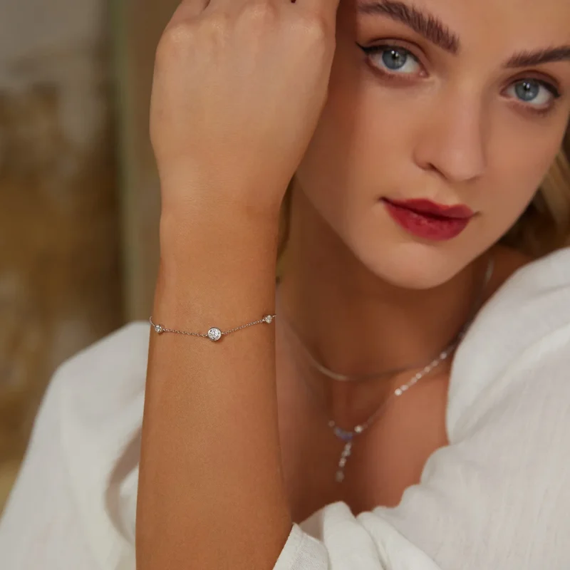 (slika za) Zapestnica PANDORA Style Starry Moissanite (z enim certifikatom) - MSB018 - Ogled 6