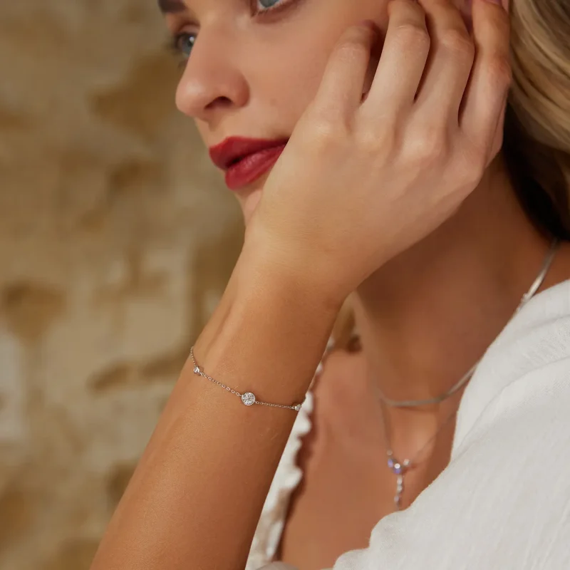 (slika za) Zapestnica PANDORA Style Starry Moissanite (z enim certifikatom) - MSB018 - Ogled 7