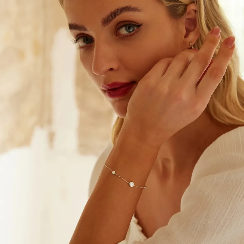 (slika za) Zapestnica PANDORA Style Starry Moissanite (z enim certifikatom) - MSB018 - Ogled 8