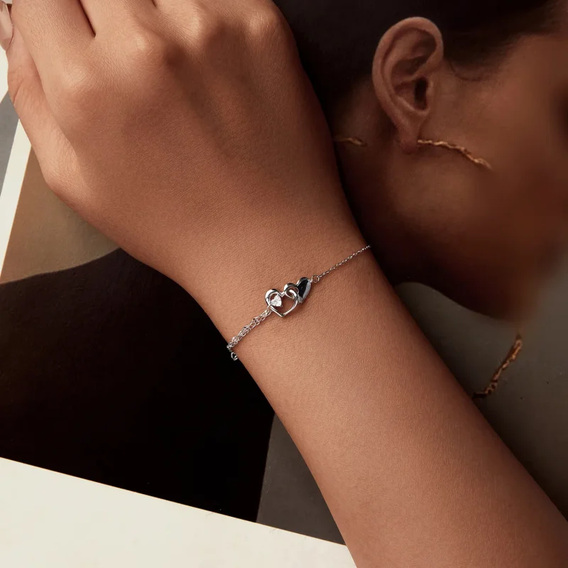 (slika za) Zapestnica z dvojnim srcem v stilu PANDORA - BSB178 - Ogled 4