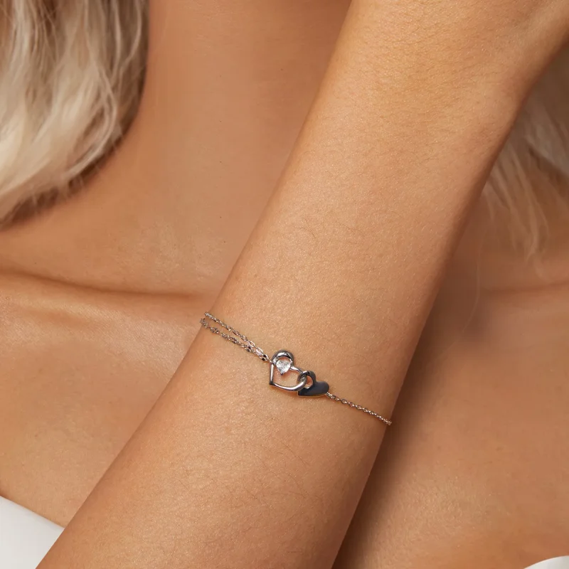 (slika za) Zapestnica z dvojnim srcem v stilu PANDORA - BSB178 - Ogled 5