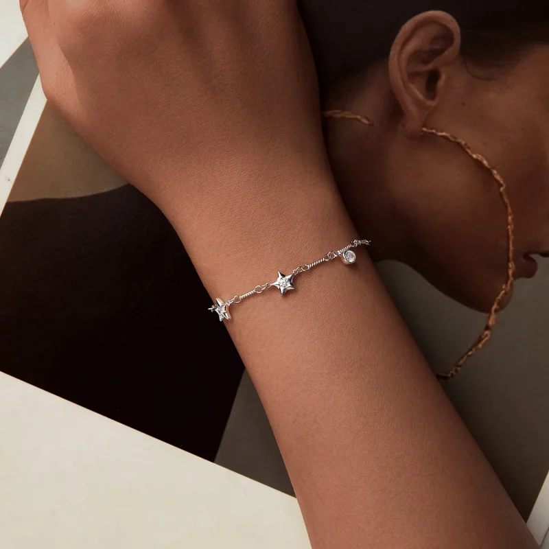 (slika za) Zapestnica z zvezdami v stilu PANDORA - SCB278 - Ogled 4