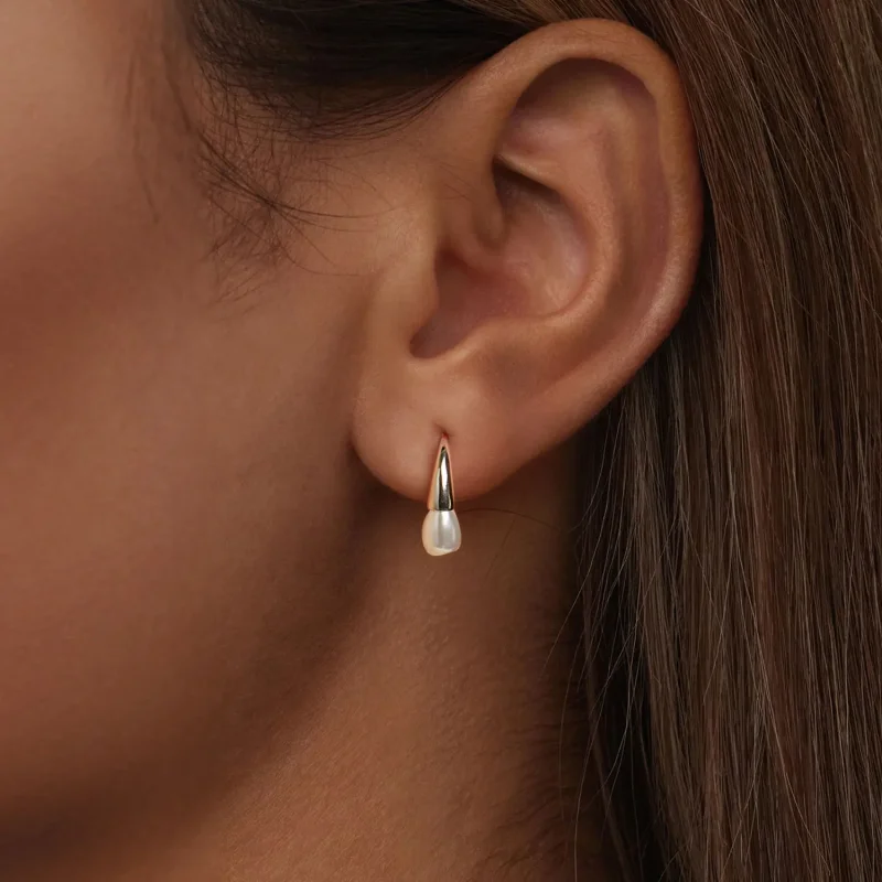 (slika za) Biserni uhani v obliki solze v stilu PANDORA - BSE1054 - Ogled 6