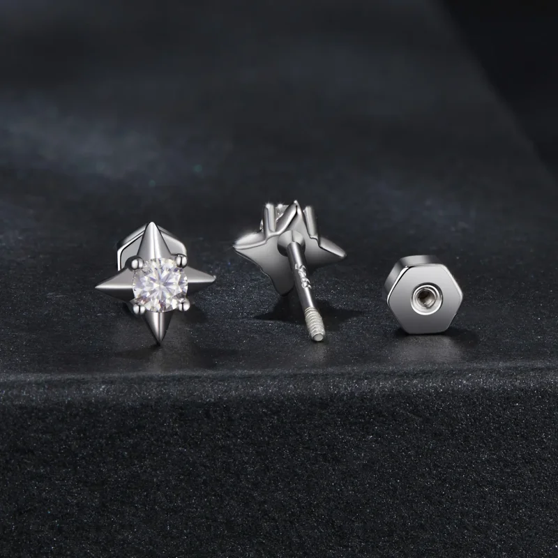 (slika za) Bleščeči uhani PANDORA Style Star (en certifikat) - MSE067 - Ogled 2