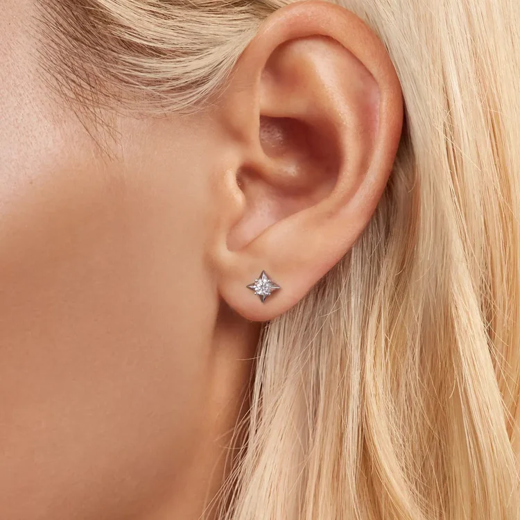 Bleščeči uhani PANDORA Style Star (en certifikat) - MSE067