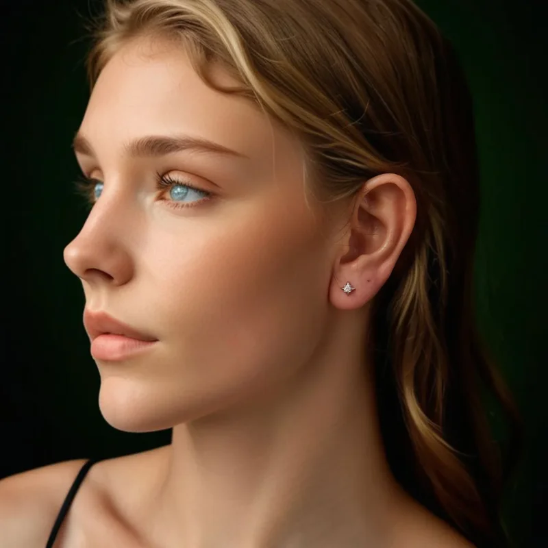 (slika za) Bleščeči uhani PANDORA Style Star (en certifikat) - MSE067 - Ogled 7