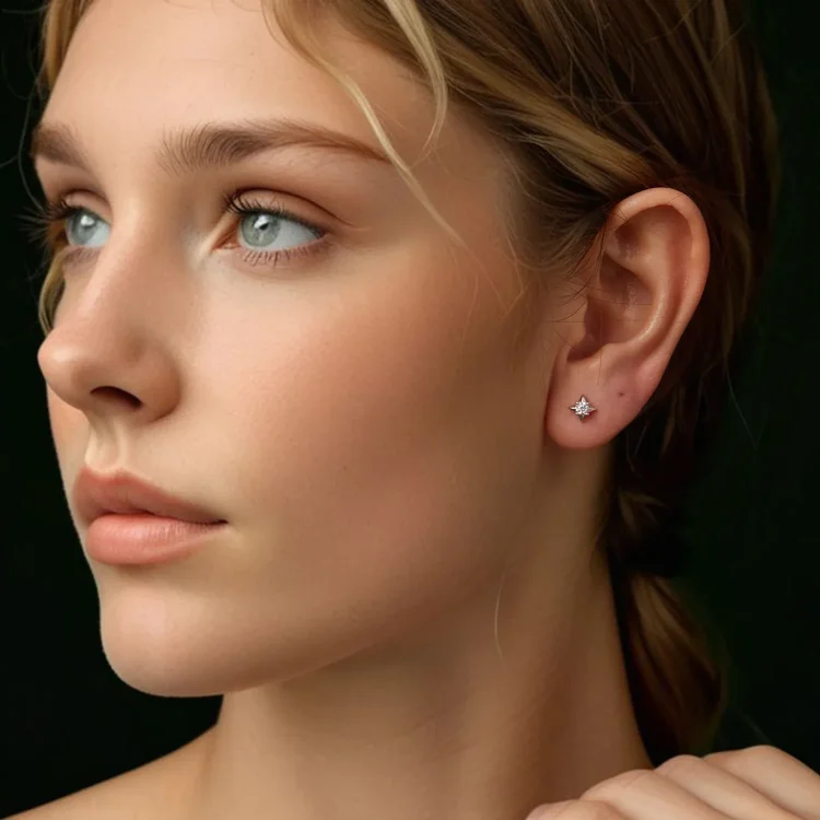 Bleščeči uhani PANDORA Style Star (en certifikat) - MSE067