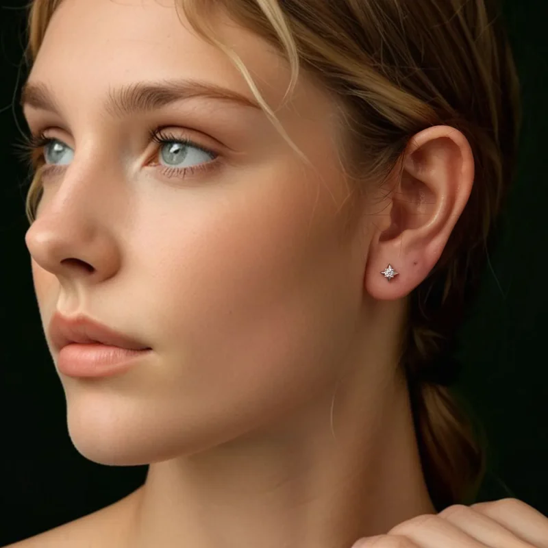 (slika za) Bleščeči uhani PANDORA Style Star (en certifikat) - MSE067 - Ogled 8