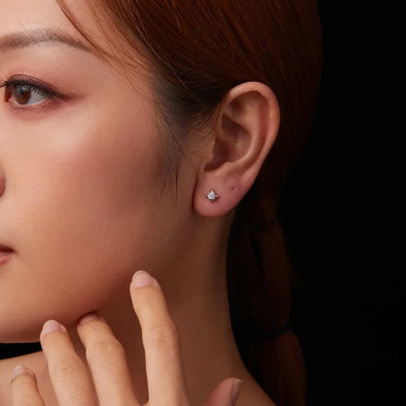 (slika za) Bleščeči uhani PANDORA Style Star (en certifikat) - MSE067 - Ogled 9