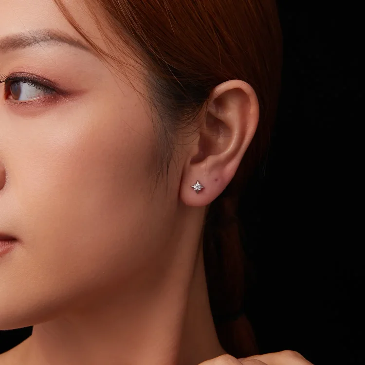 Bleščeči uhani PANDORA Style Star (en certifikat) - MSE067