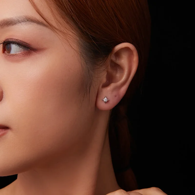 (slika za) Bleščeči uhani PANDORA Style Star (en certifikat) - MSE067 - Ogled 10