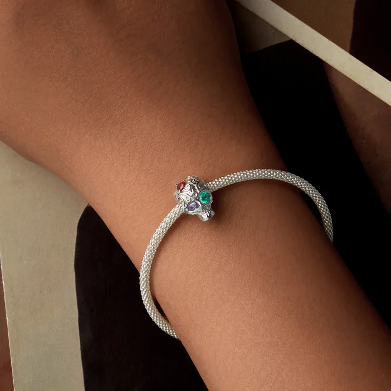 (slika za) Lobanja v stilu PANDORA s cvetličnim vzorcem - SCC2893 - Ogled 6