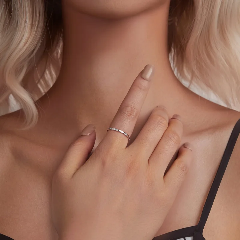(slika za) Majhen enojni prstan s svetlečim diamantom PANDORA Style - BSR578 - Ogled 6