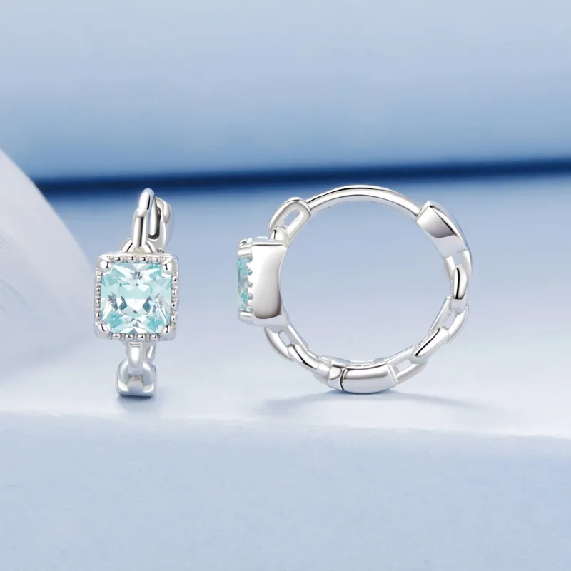 (slika za) Mornarsko modri kvadratni uhani princese PANDORA - BSE1100 - Ogled 2