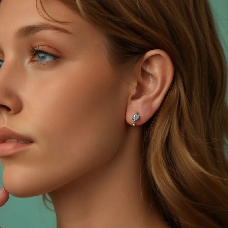 (slika za) Mornarsko modri kvadratni uhani princese PANDORA - BSE1100 - Ogled 6