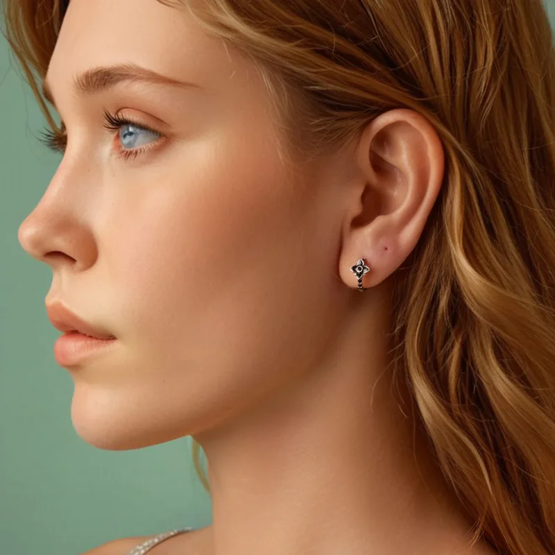 (slika za) Nočni cvetlični uhani v stilu PANDORA - SCE1801 - Ogled 8