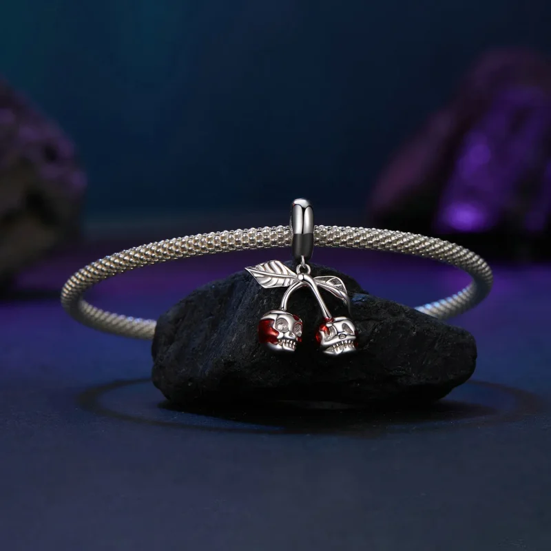 (slika za) Obesek s češnjevo lobanjo v stilu PANDORA - SCC2904 - Ogled 3