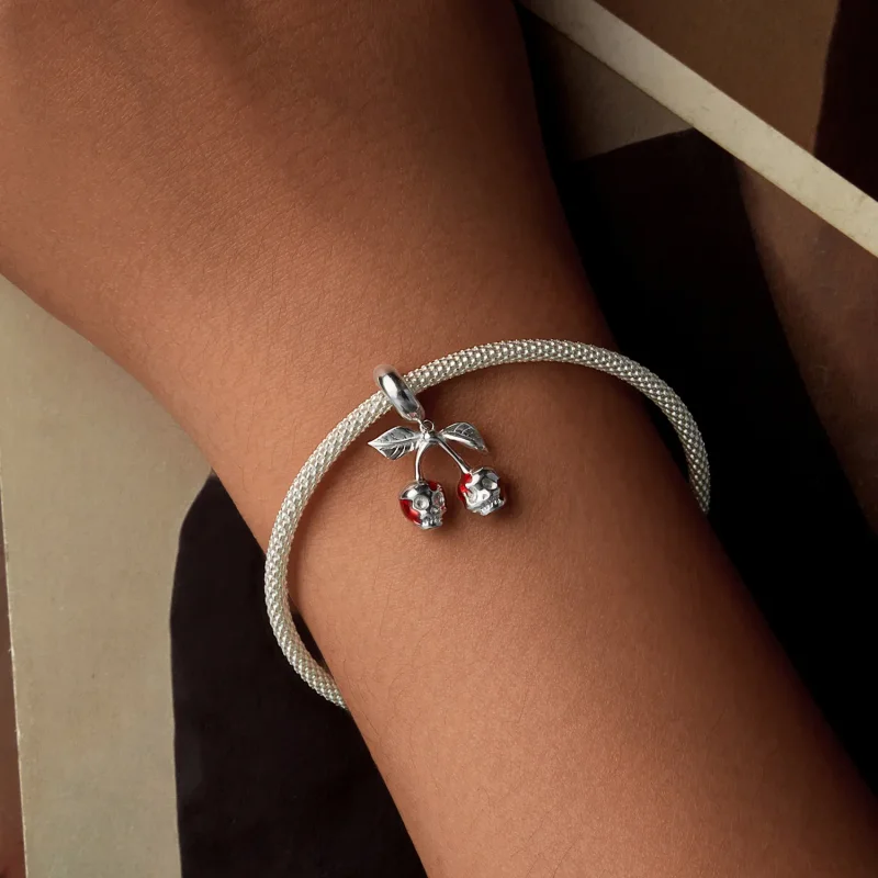 (slika za) Obesek s češnjevo lobanjo v stilu PANDORA - SCC2904 - Ogled 5