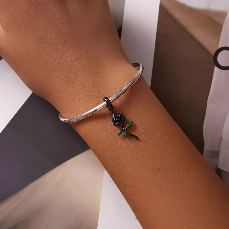 (slika za) Obesek s črno vrtnico v stilu PANDORA - BSC584 - Ogled 5