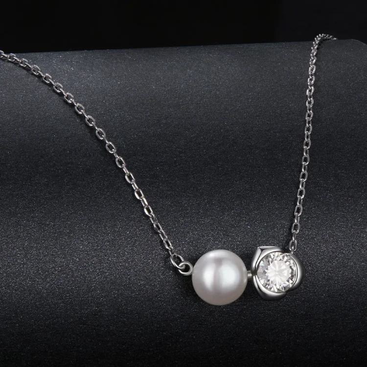 Ogrlica iz moissanite vrtnice v stilu PANDORA (z enim certifikatom) - MSN040